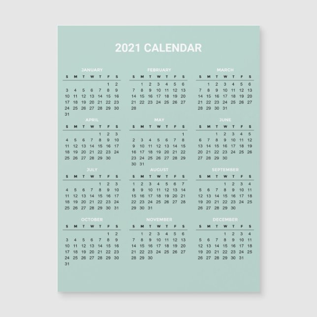 Calendario 2020 simple pero elegante | Tarjeta mag (Anverso)