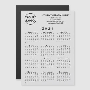 Calendario 2021 Logo de negocios Tarjeta magnética