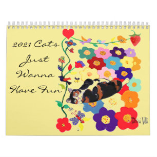 Calendario 2021 Los Gatos Quieren Divertirse, Arte De Gato 20
