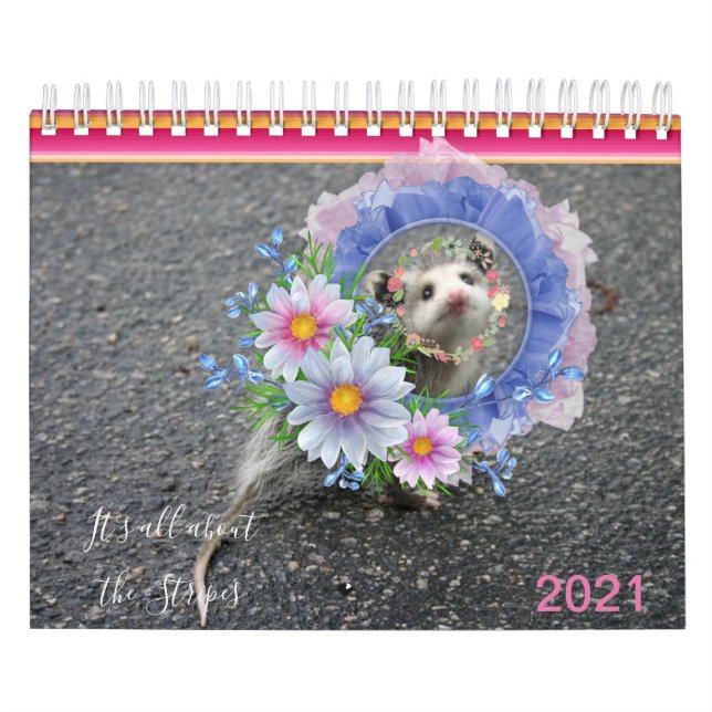 Calendario 2021 Rayas coloridas Opossum Floral (Tapa)