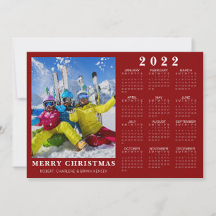 Calendario 2022 Minimal FELIZ NAVIDAD Foto Rojo