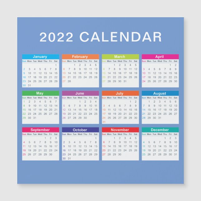 Calendario 2022 Simple Lovely Colorful | (Anverso)