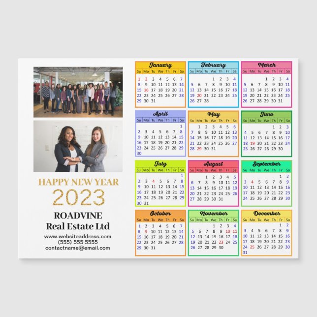 Calendario 2023 Empresa 2 Foto Magnet Gold Modern (Anverso)