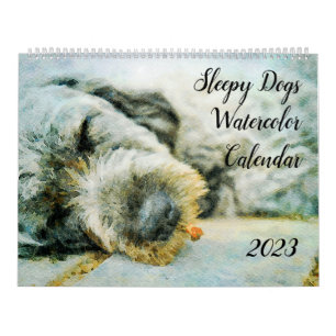Calendario 2023 Gracioso Perro perezoso perrito cachorro rega