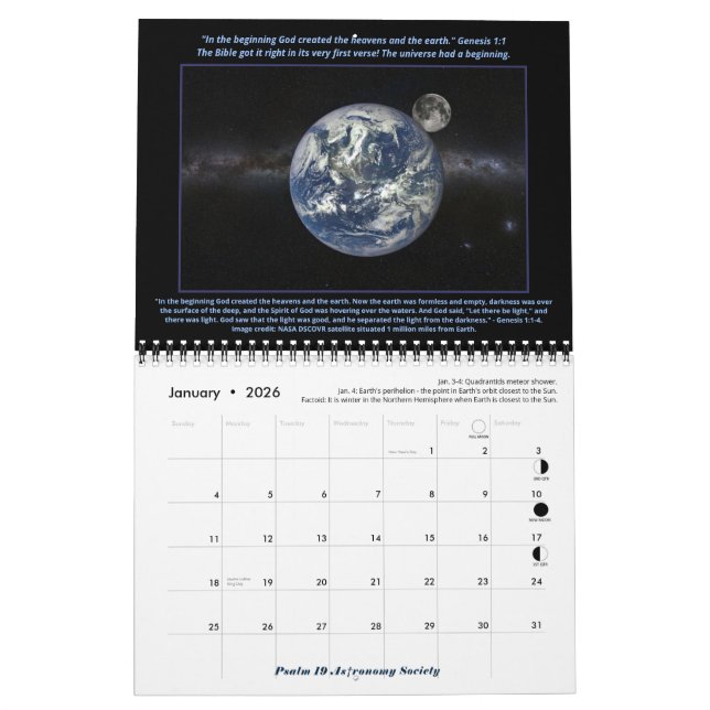 Calendario 2023 MEDIUM Psalm 19 Astronomy Society Calendar R3 (Jan 2026)