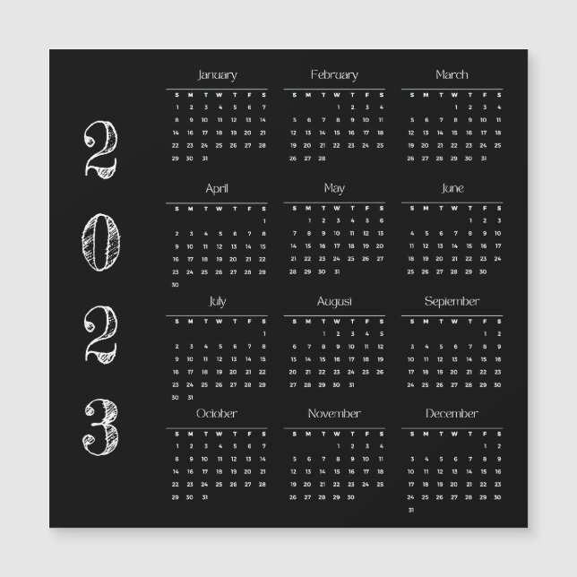 Calendario 2023 moderno y Minimalista (Anverso)