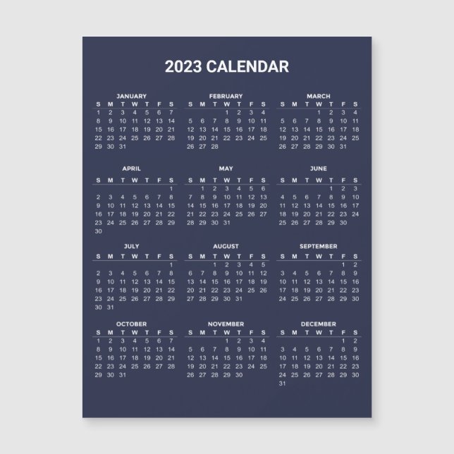 Calendario 2023 simple pero elegante | Tarjeta mag (Anverso)
