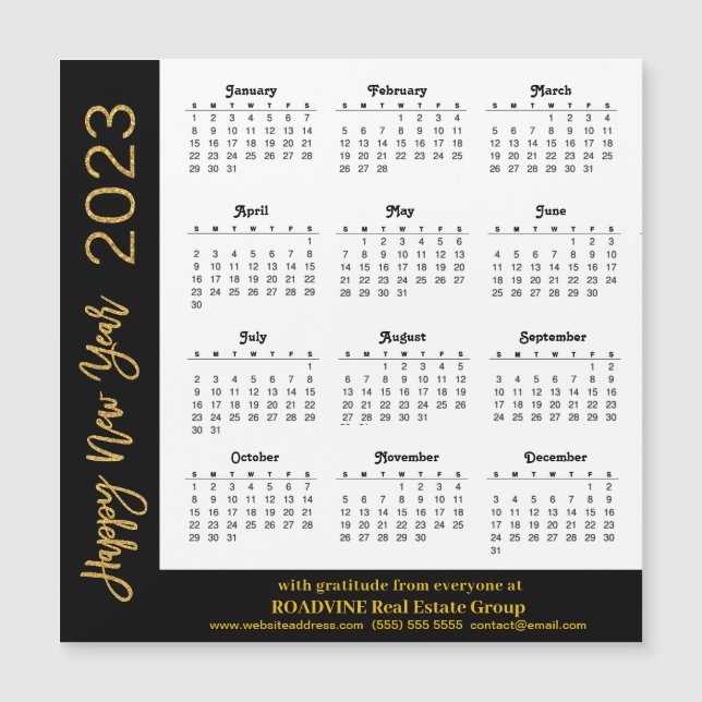 Calendario 2023 Tarjeta magnética corporativa Mini (Anverso)