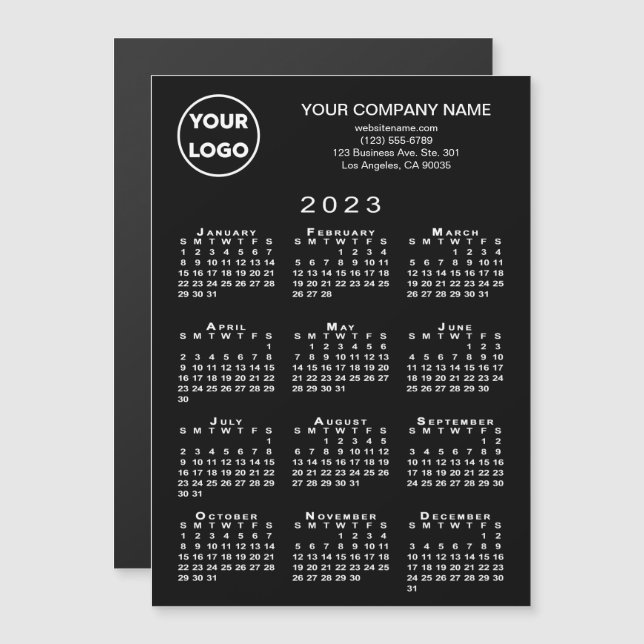 Calendario 2023 Texto del logotipo de negocios Tar (Anverso/Reverso)