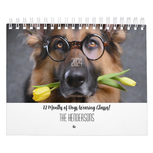 Calendario 2024 12 meses de perros con lentes (Tapa)