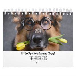 Calendario 2024 12 meses de perros con lentes
