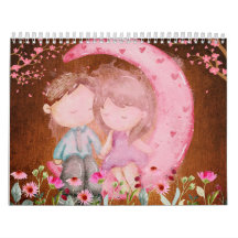 Calendario 2024, Amor, acuarela, Papeles antiguos