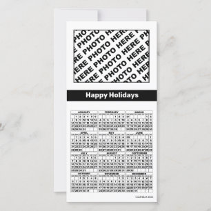 Calendario 2024 Añadir 4 fotos Tarjeta simple blan