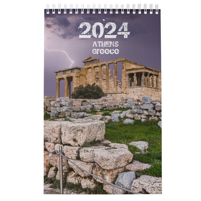 Calendario 2024 año con foto de Atenas, Grecia (Tapa)