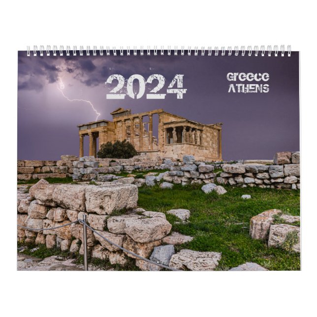 Calendario 2024 año con foto de Atenas, Grecia (Tapa)