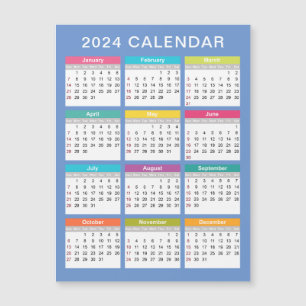 Calendario 2024 lindo y colorido Tarjeta magnéti