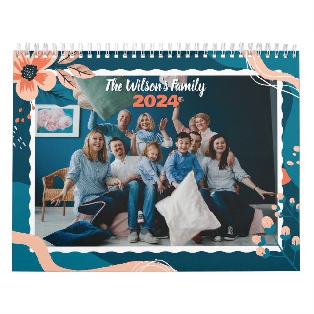 Calendario 2024 Personalizado Floral Foto (Tapa)