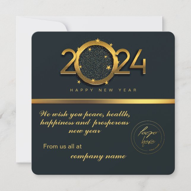 Calendario 2024 Saludo de oro negro con logotipo (Anverso)