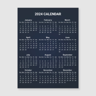 Calendario 2024 simple pero elegante   Tarjeta mag