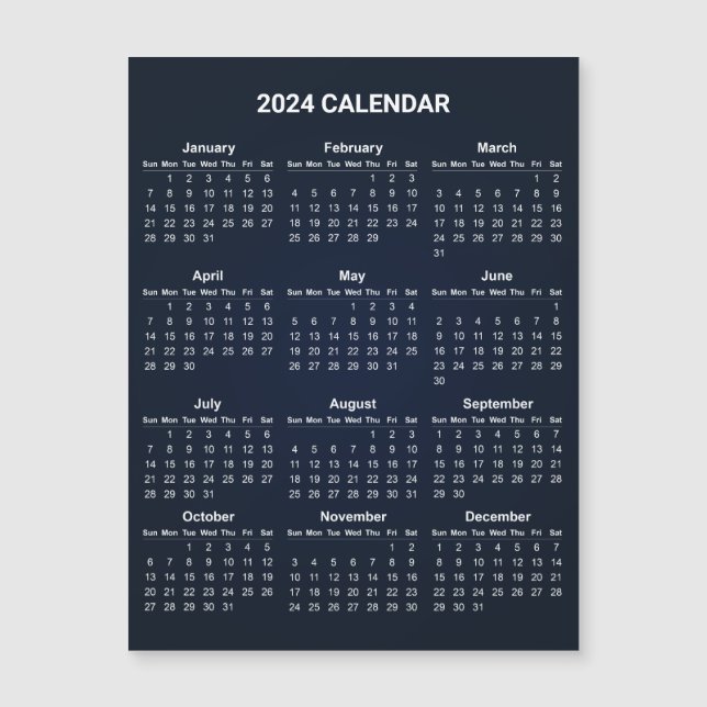 Calendario 2024 simple pero elegante | Tarjeta mag (Anverso)