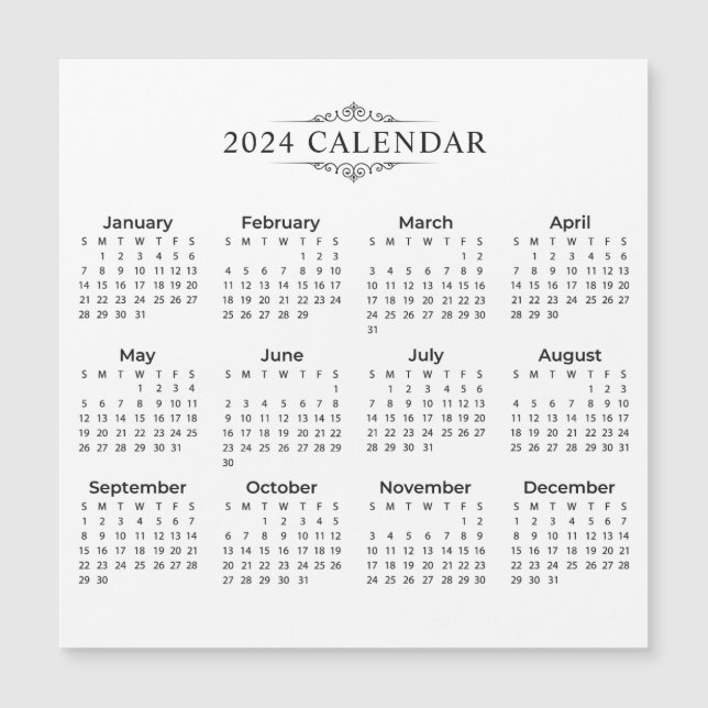Calendario 2024 simple pero elegante | Tarjeta mag (Anverso)