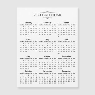 Calendario 2024 simple pero elegante   Tarjeta mag