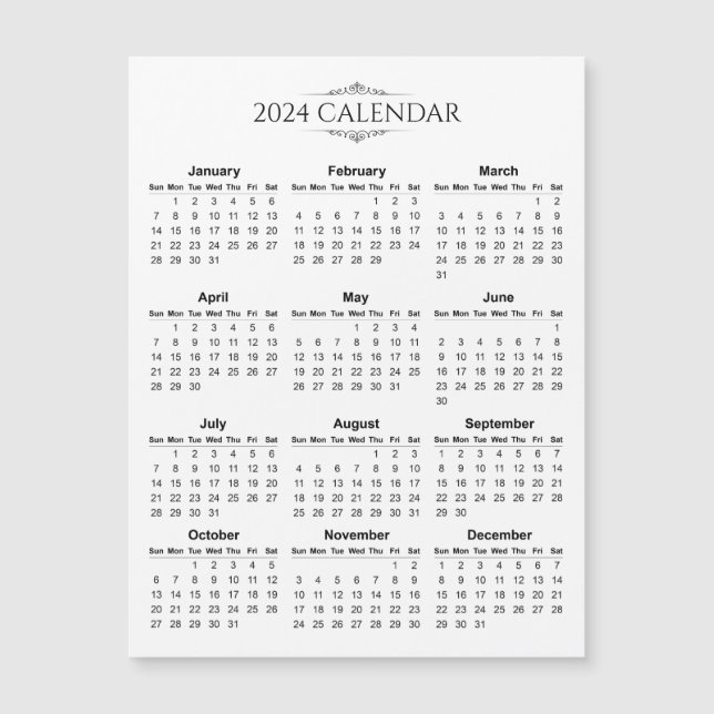 Calendario 2024 simple pero elegante | Tarjeta mag (Anverso)
