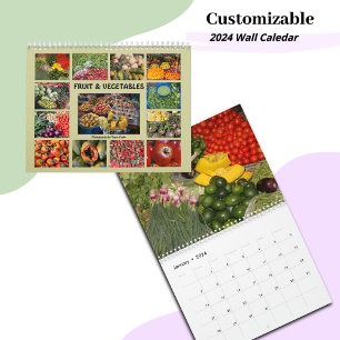 Calendario 2024 sobre el muro de alimentos para fr