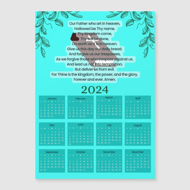 Calendario 2024 - Tarjeta magnética de la oración  (Anverso)
