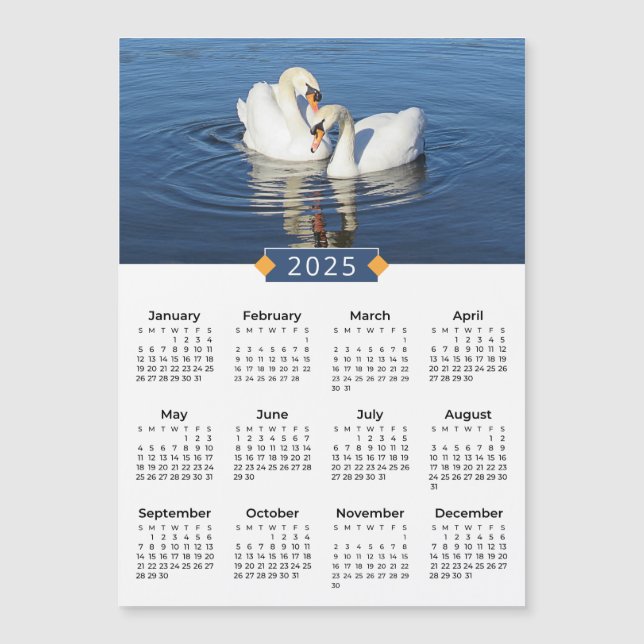 Calendario 2025 Amor Cisnes Foto Magnet (Anverso)