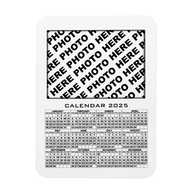Calendario 2025 Añadir 1 fotos imán blanco (Vertical)