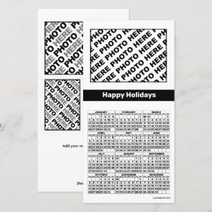 Calendario 2025 Añadir 4 fotos Tarjeta simple blan