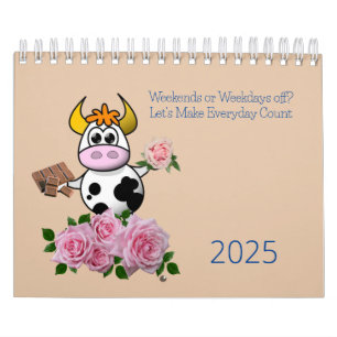 Calendario 2025 Calendario Mensual Vaca Floral