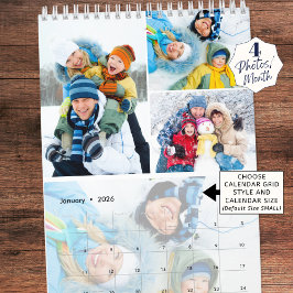 Calendario 2025 Collage de fotos simple Personalizado 4 al me