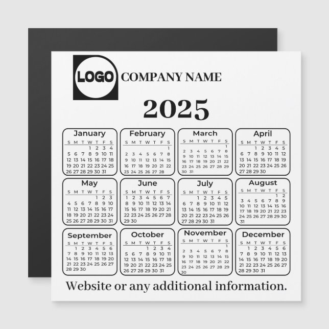 Calendario 2025 Compañía Nombre Personalizado y Lo (Anverso/Reverso)