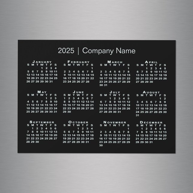 Calendario 2025 con nombre de empresa imán negro (2025 Calendar with Company Name Black Magnet in situ)