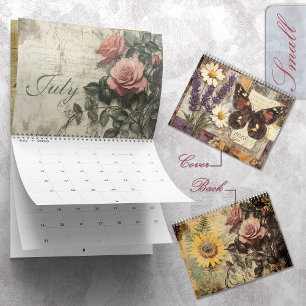 Calendario 2025 Diario Vintage Floral Junk