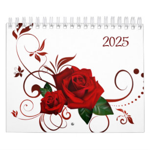 Calendario 2025 Floral de rosa roja