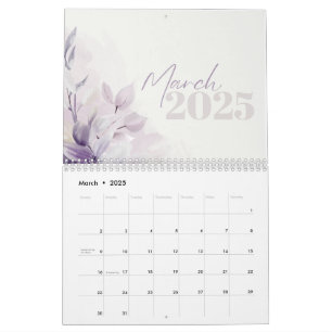 Calendario 2025 Floral Púrpura acuarela