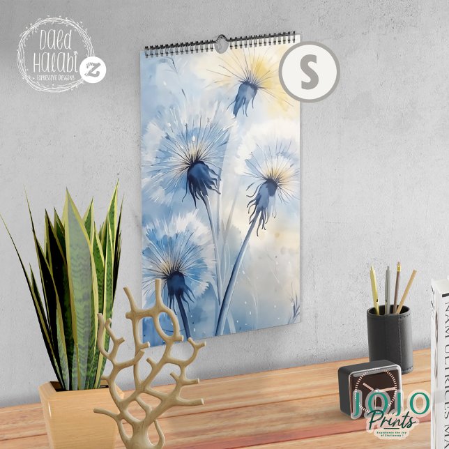 Calendario 2025 Fondo de las flores de Dandelion (Calendar 2025 Dandelion Flower Background - small)