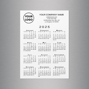 Calendario 2025 Logo de negocios Textos Tarjeta ma