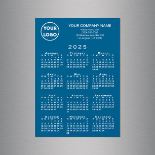 Calendario 2025 Logo de negocios Textos Tarjeta ma