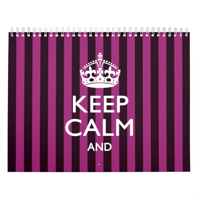 Calendario 2025 Mensual MANTENER CALMA Fuchsia Tirar su texto (Tapa)