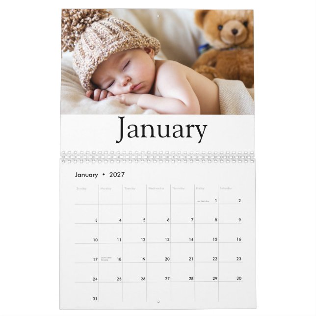 Calendario 2025 Modern Script Typography Minimal Multi Photo (Jan 2027)