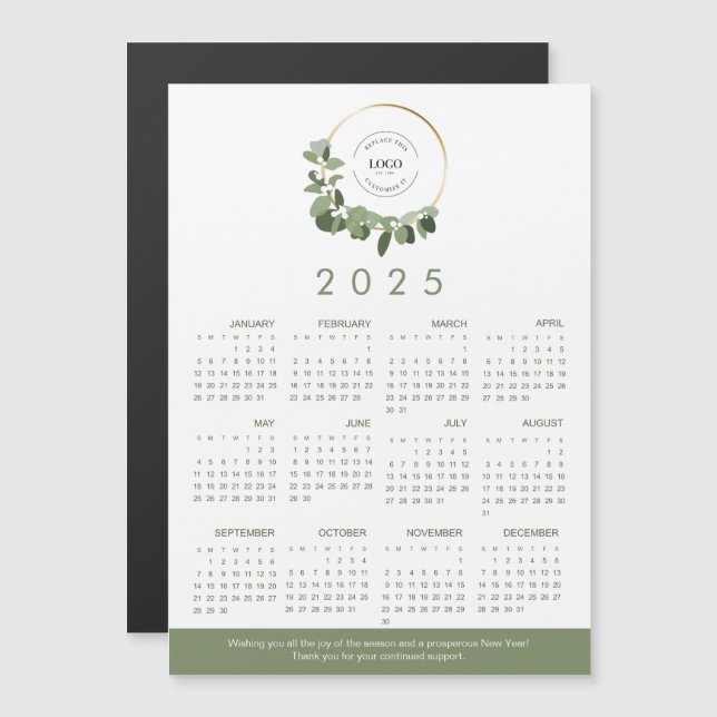 Calendario 2025 Modern Wreath Your Logo (Anverso/Reverso)