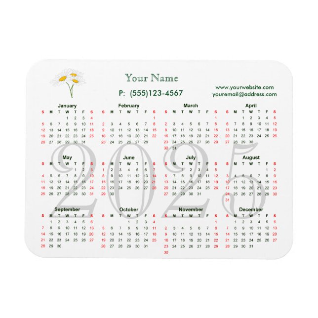 Calendario 2025 para imán comercial (Horizontal)