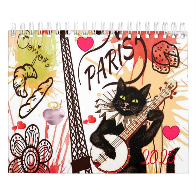 Calendario 2025 Paris Francia Cat Kitten (Tapa)