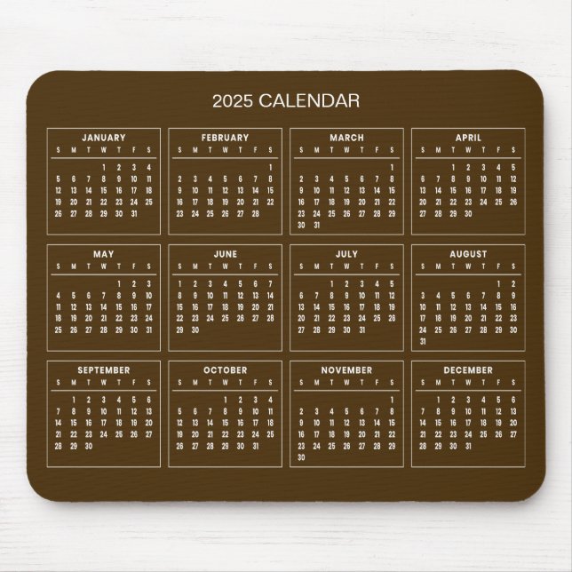 Calendario 2025 simple pero elegante | Alfombrilla (Frente)