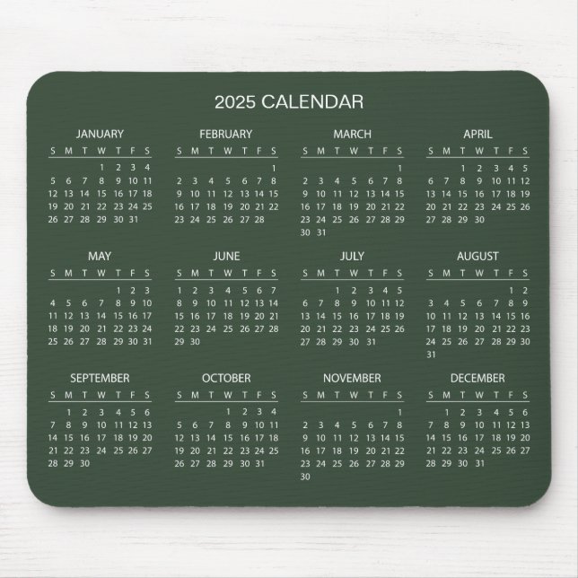 Calendario 2025 simple pero elegante | Alfombrilla (Frente)