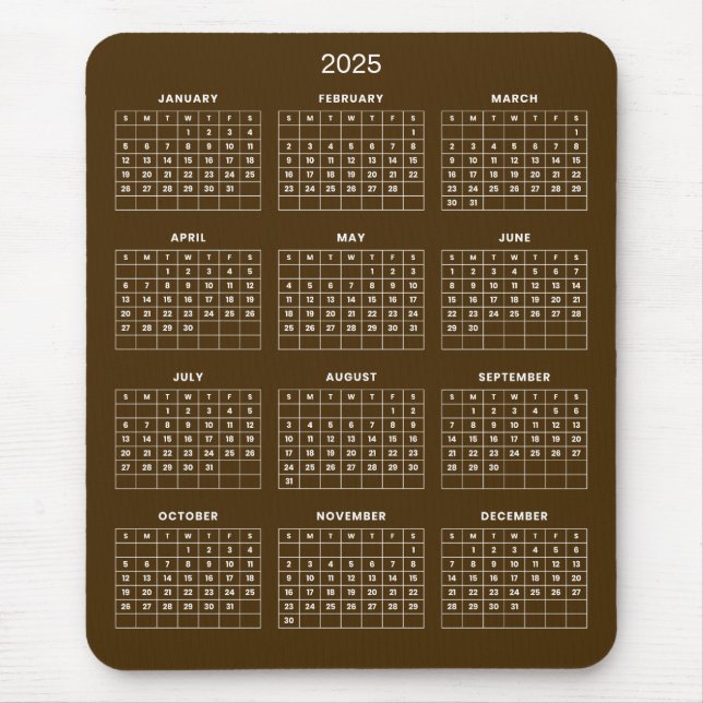 Calendario 2025 simple pero elegante | Alfombrilla (Frente)
